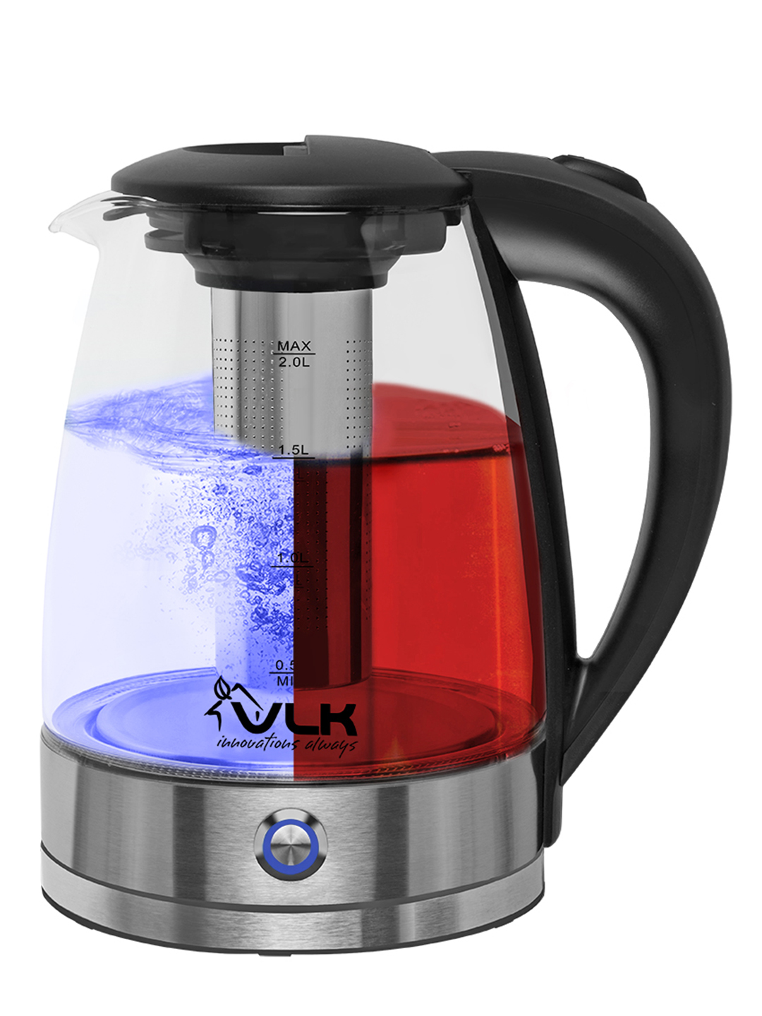 Электрический чайник VLK SIENA-6559 2200 Вт 2 л стекло сталь подогрев 65-85°C с ситечком черный стальной - фото 7