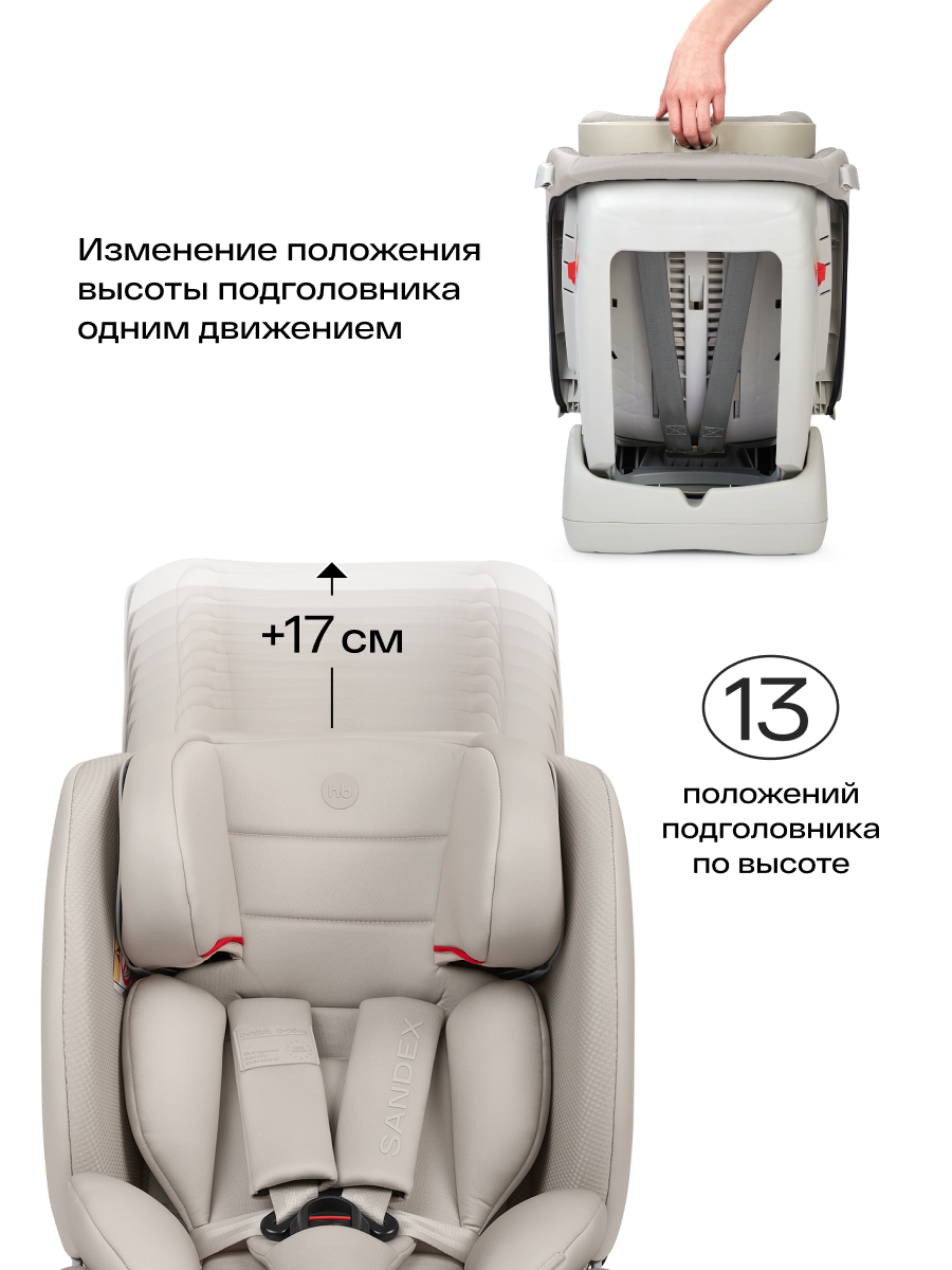 Автокресло Happy Baby Sandex 0+/1/2/3 (0-36 кг) бежевый - фото 8