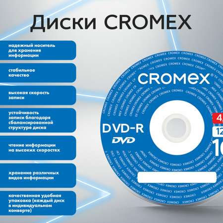 DVD-R диски CROMEX для записи фильмов мультфильмов набор 50 штук