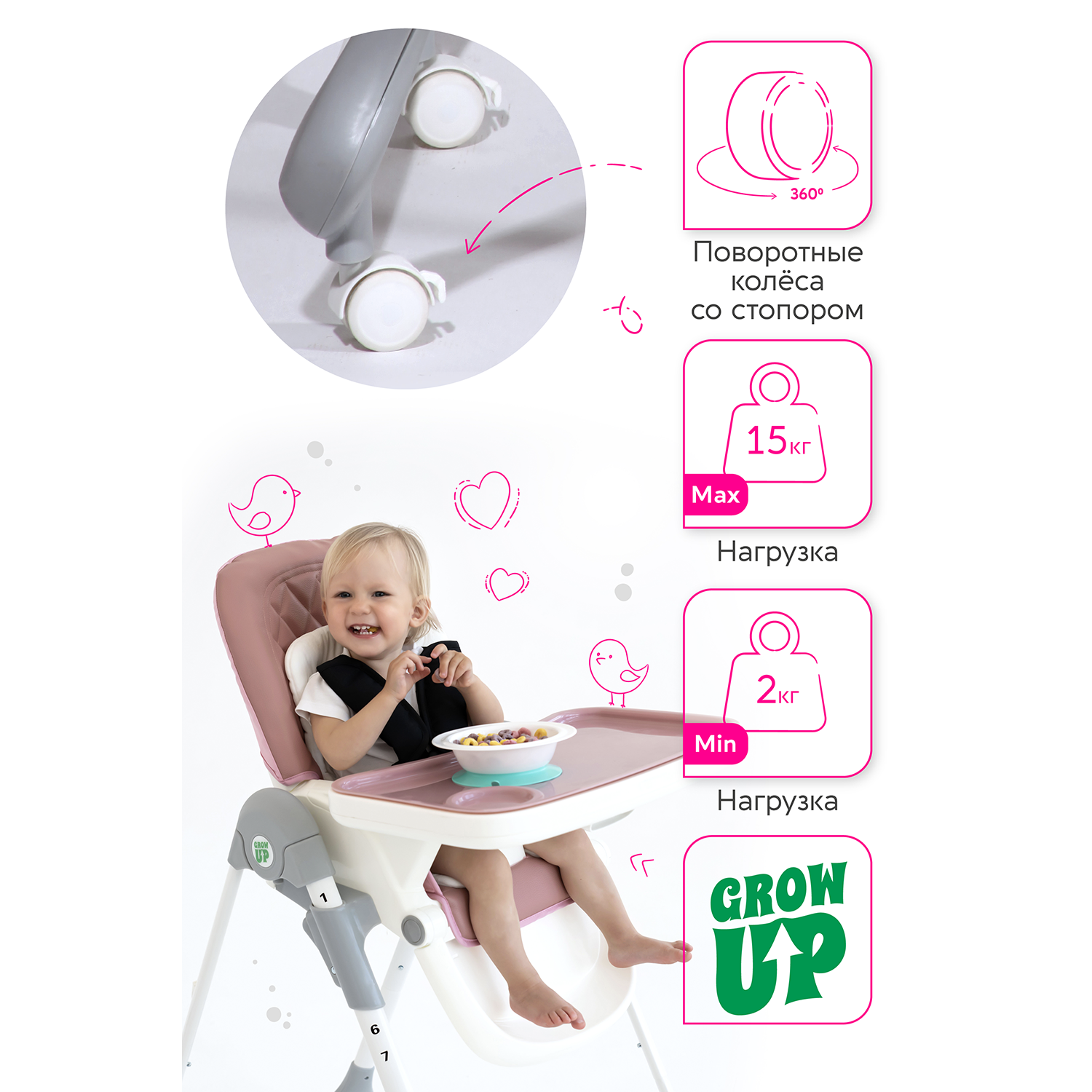 Стульчик для кормления Grown Up Baby High Chair трансформер - фото 5