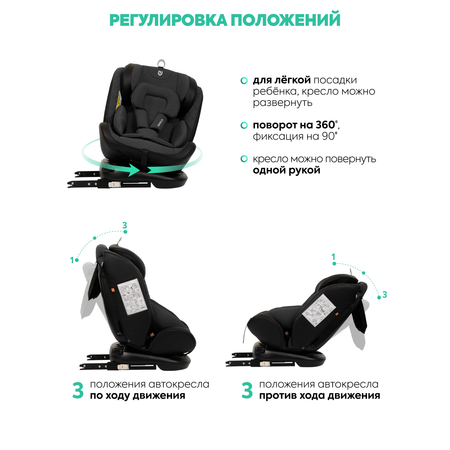 Автокресло Indigo Jovola Fuller сер.-черная кожа Isofix 0+/1/2/3 (0-36 кг) серый