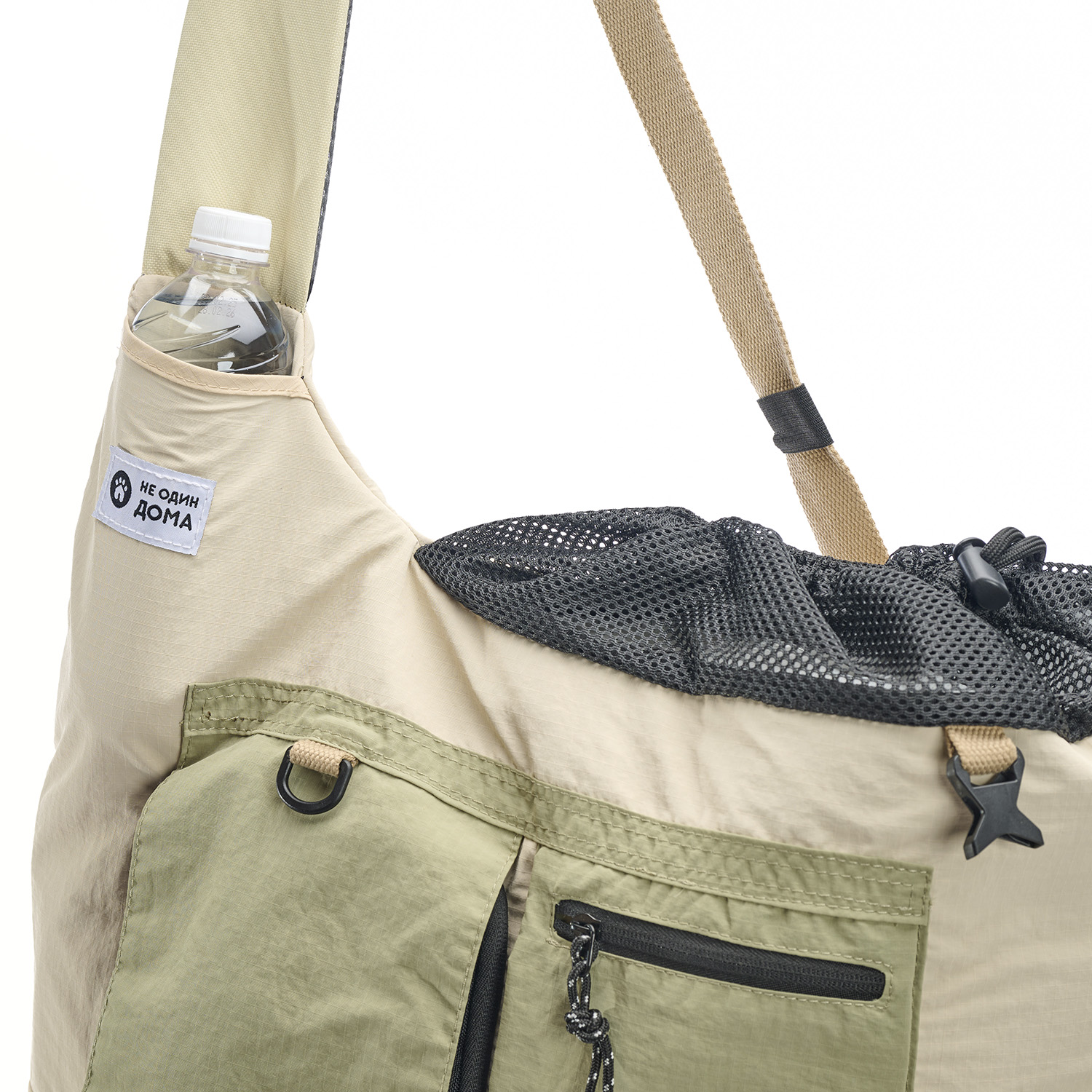 Переноска-слинг для животных Не один дома Street 40*20*35см бежево-зеленый - фото 8