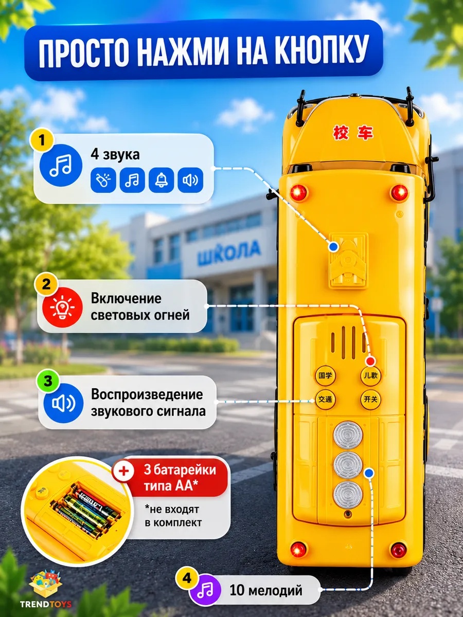 Автобус TrendToys большой школьный инерционный BUM006 - фото 3