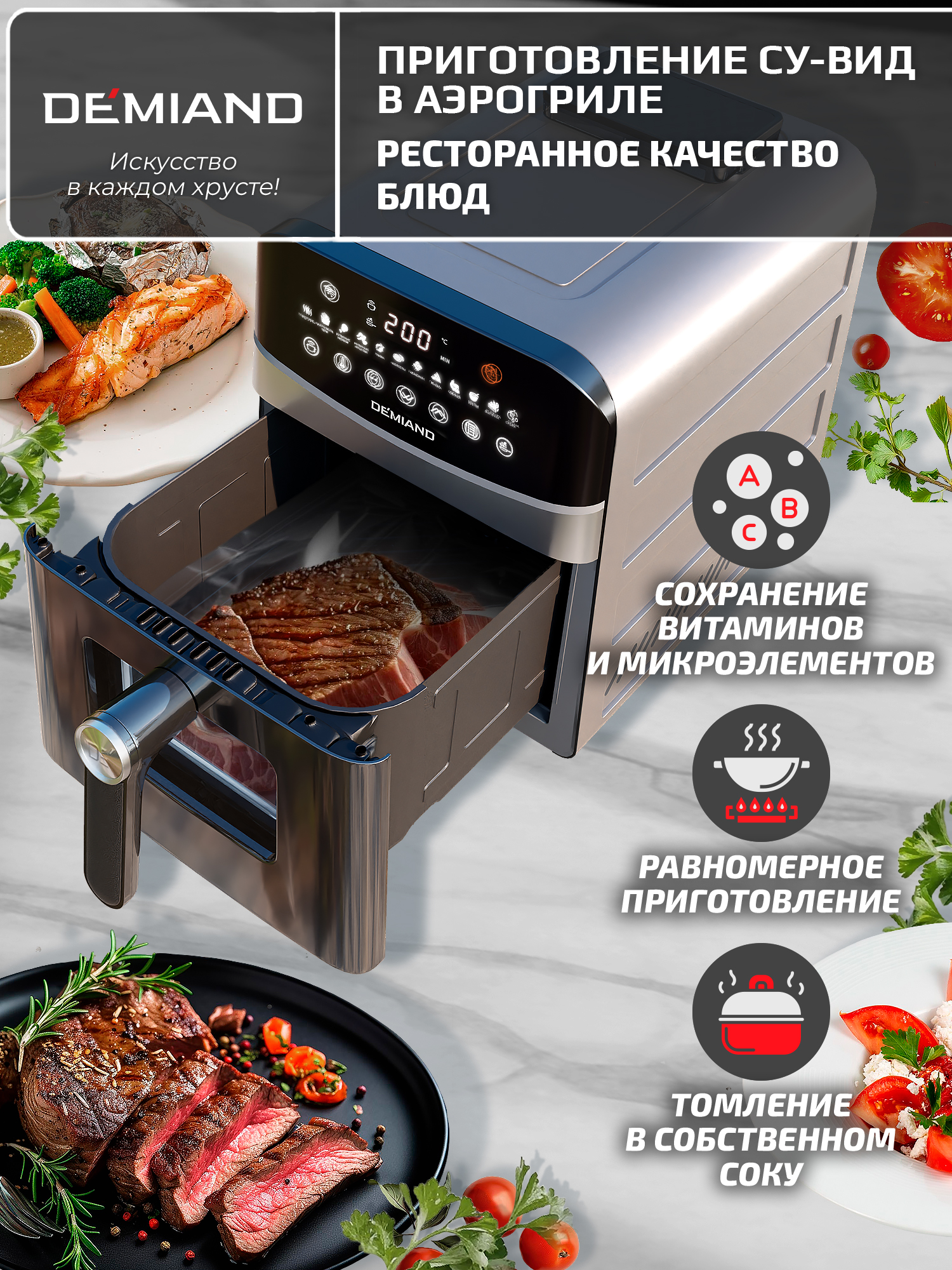 Аэрогриль DEMIAND Sanders Max c Wi-Fi 9 л - фото 14