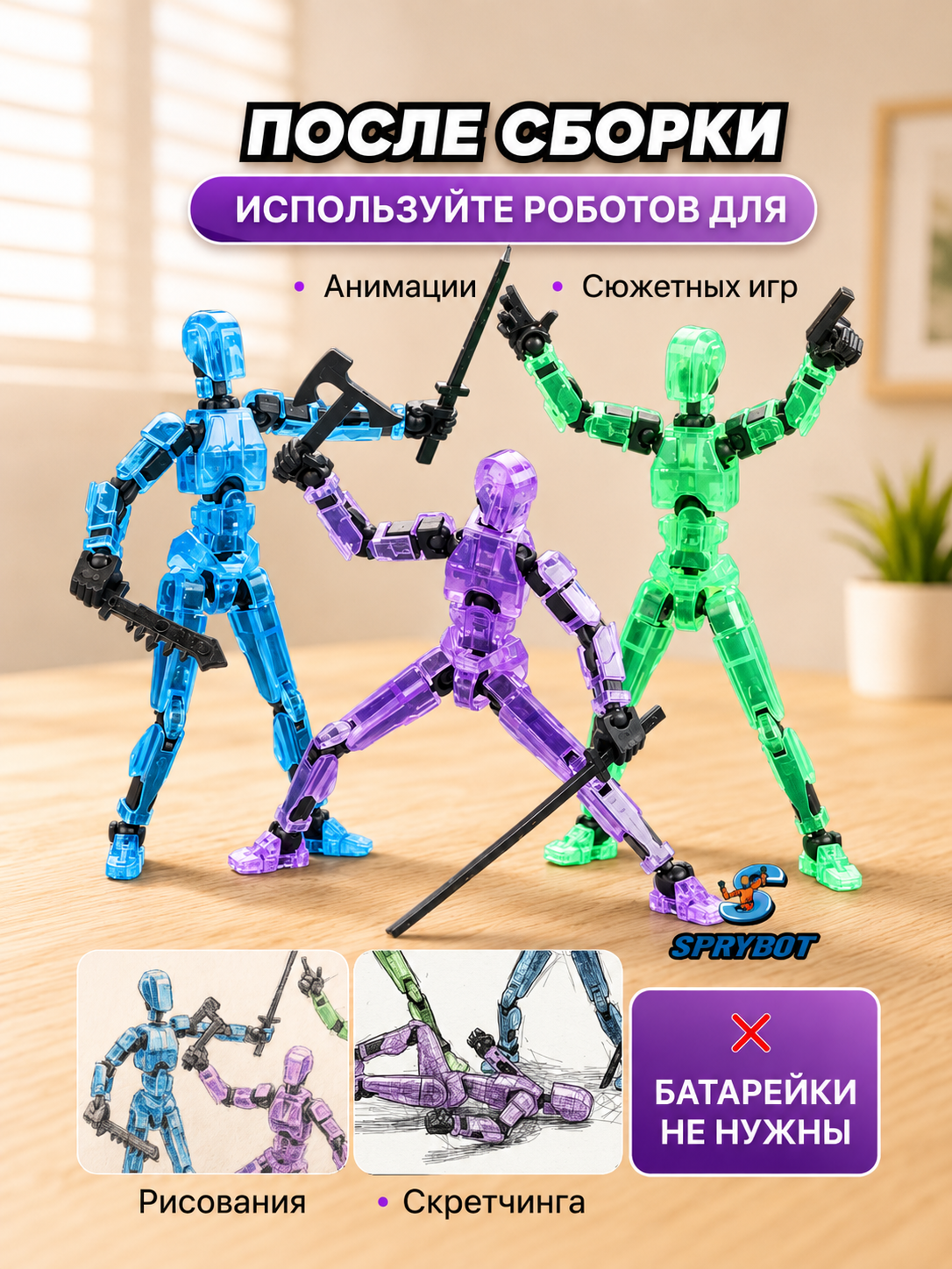 Игровой набор TrendToys Шарнирные сборные роботы 3шт - фото 7