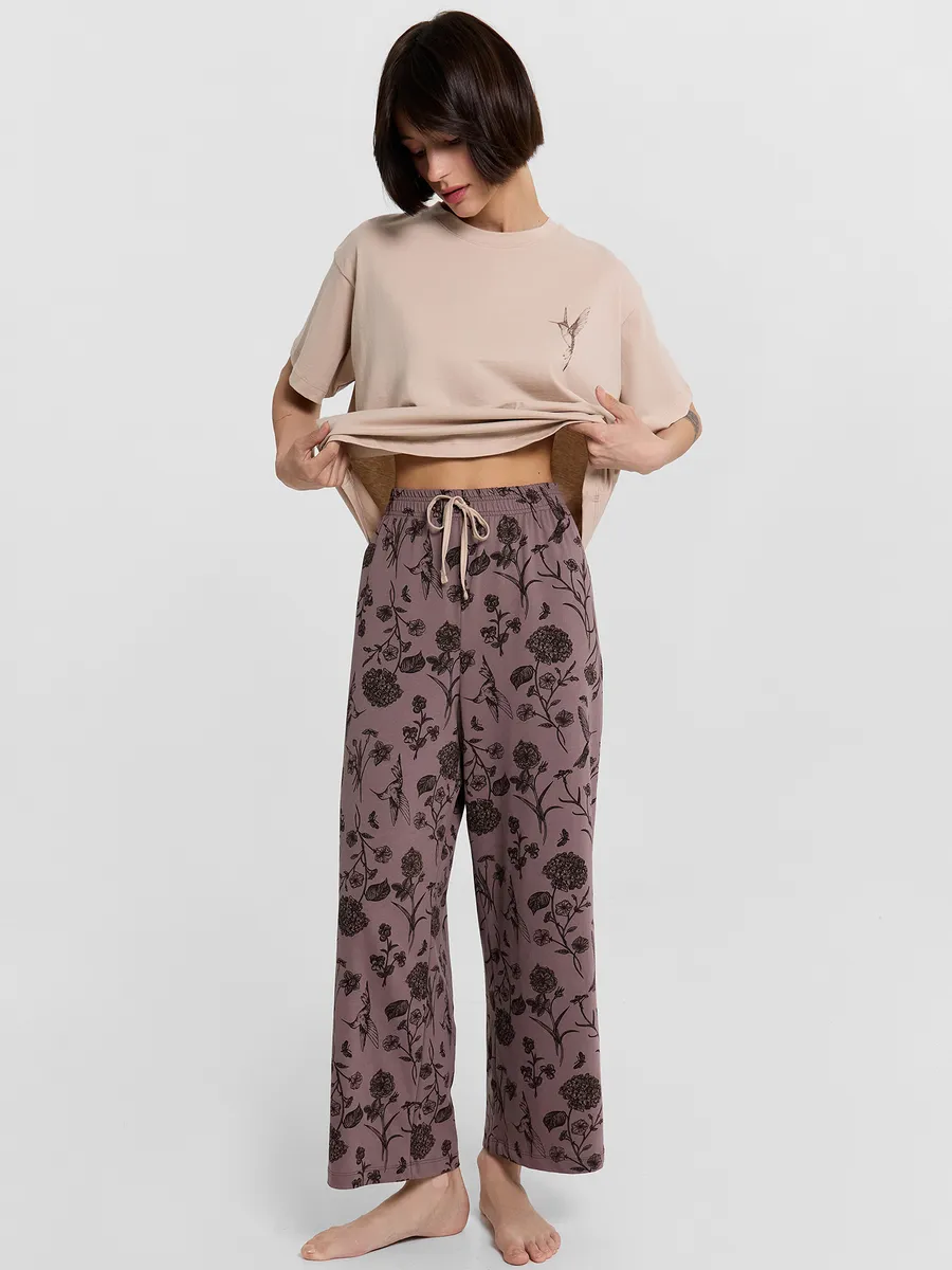 Пижама Mark Formelle (Марк Формэль) 592600/холодный бежевый +цветы на коричневом - фото 3