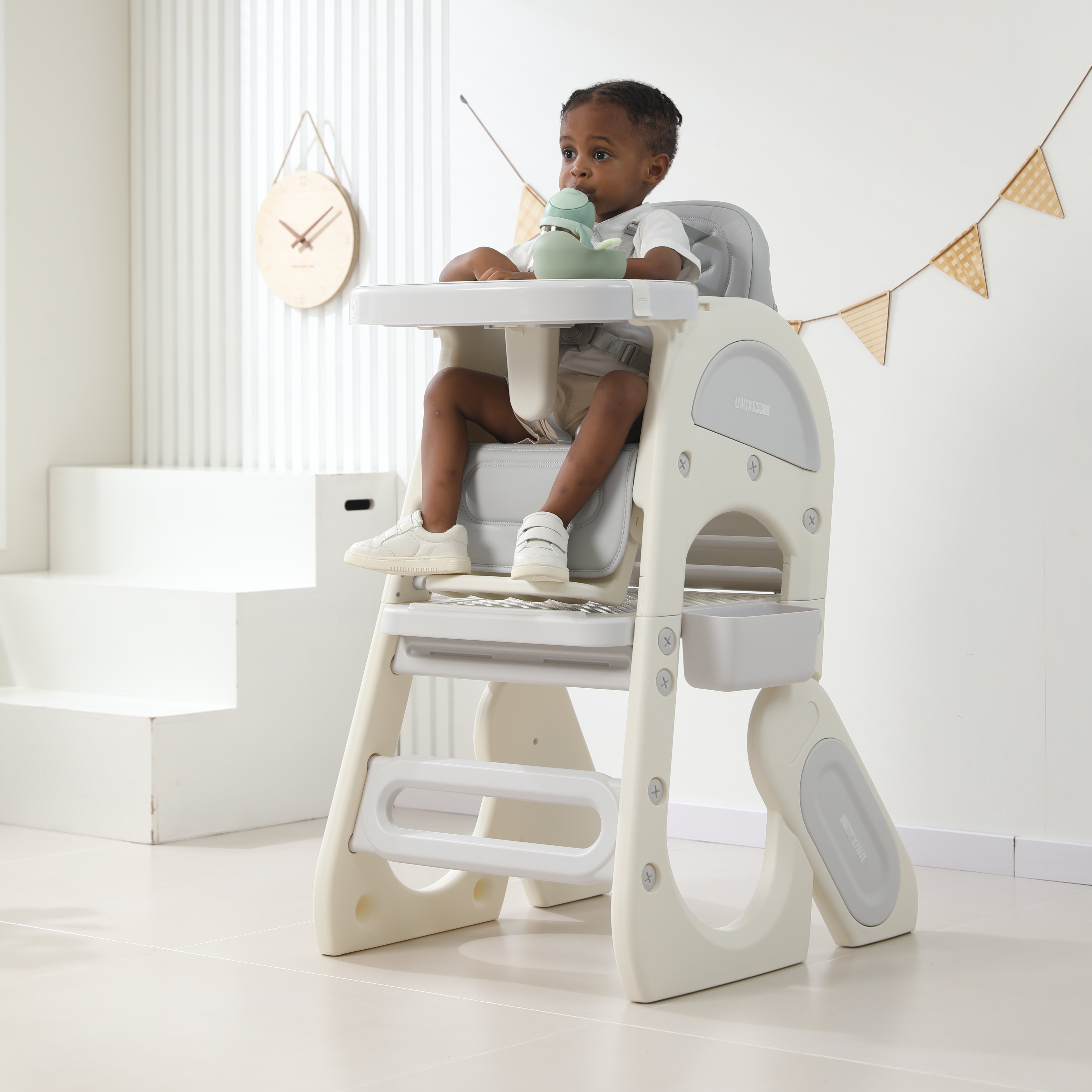 Стульчик для кормления UNIX Kids Cloud (3 in 1) Grey серый - фото 12