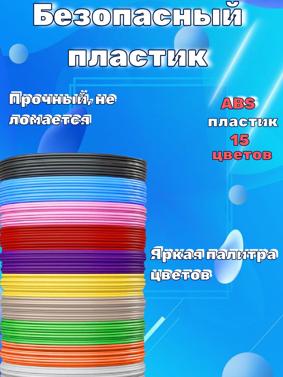 3D ручка MyRiwell ABS 15 цветов трафареты - фото 2