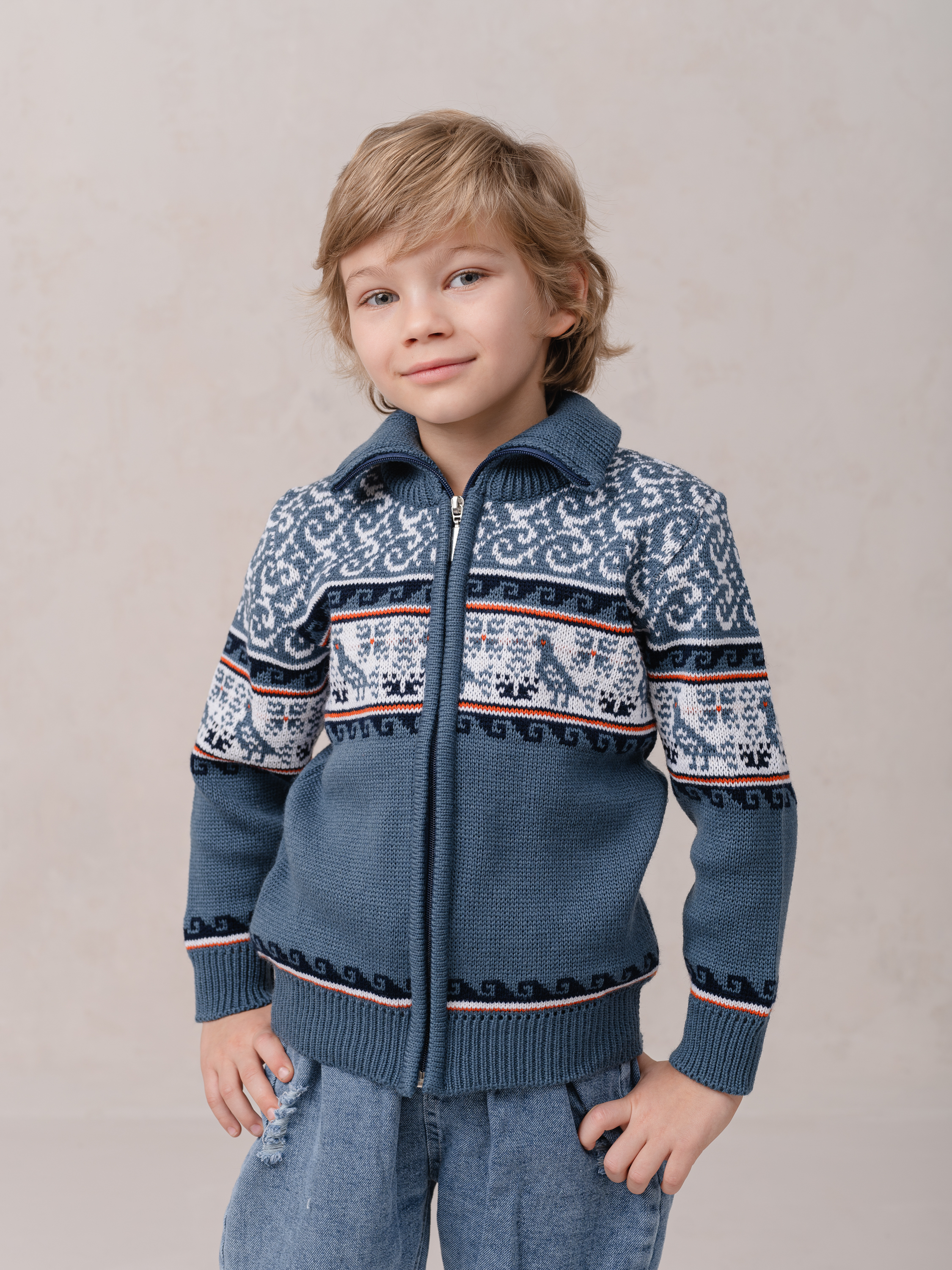 Кардиган КОвровский ТРИкотаж 0218/джинс - фото 1