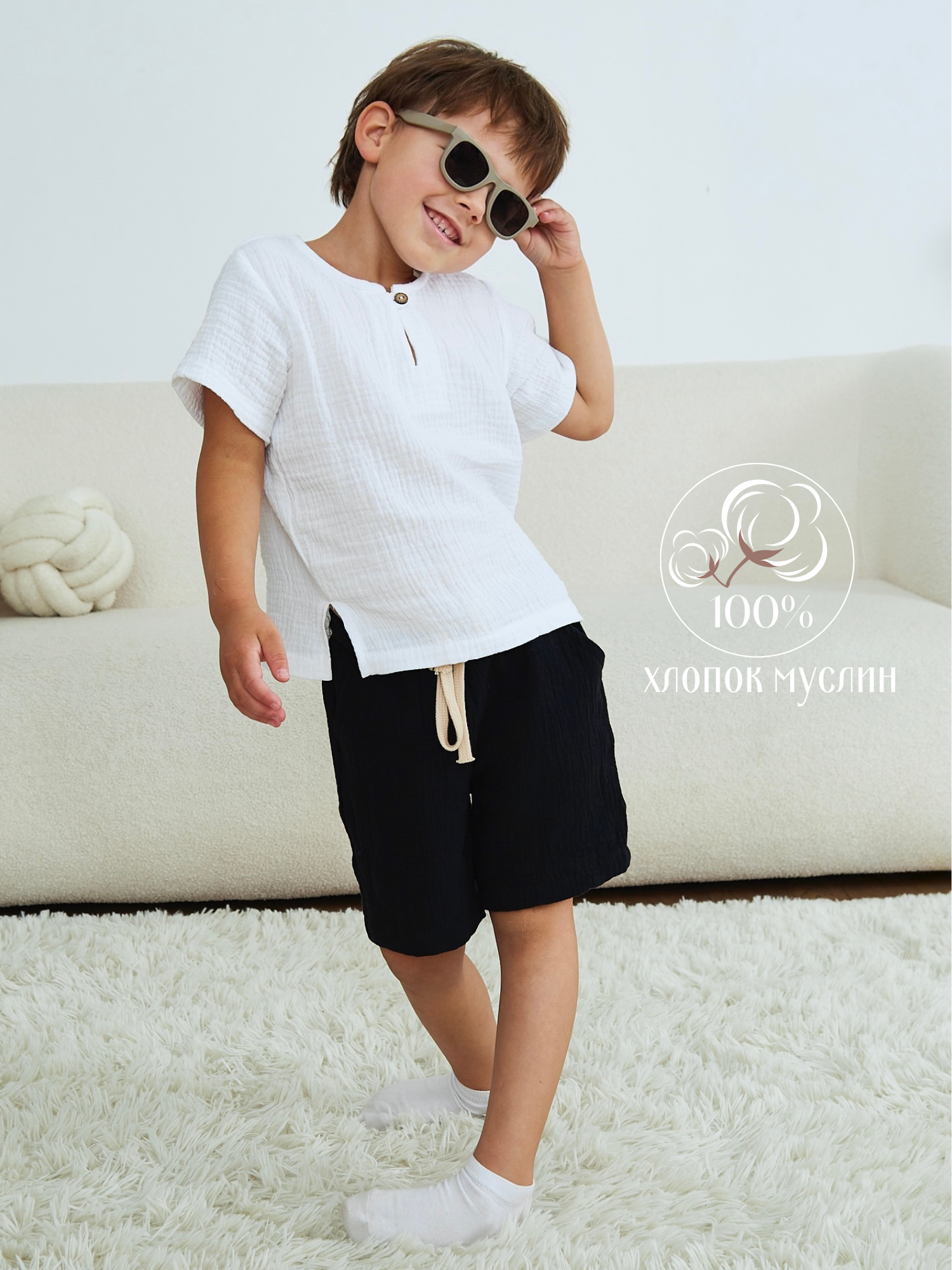 Шорты MOUN Шорты_муслин_черный - фото 3