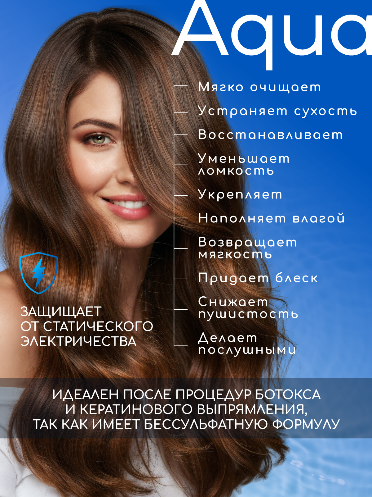 Косметический набор ESTEL бессульфатный OTIUM AQUA для увлажнения волос 250+200 мл - фото 3