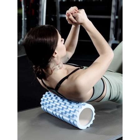Валик массажный для фитнеса Shark Fit 33 см голубой
