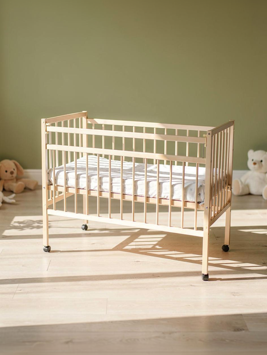 Детская кроватка Wloo на колесиках с механизмом опускания, без маятника (береза) - фото 8