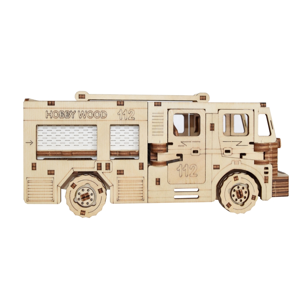 Конструктор HobbyWood Пожарная машина деревянный - фото 5
