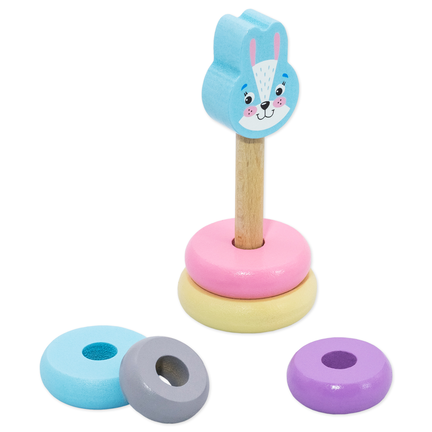 Игрушка Alatoys пирамидка маленькая Зайчик для малышей - фото 4