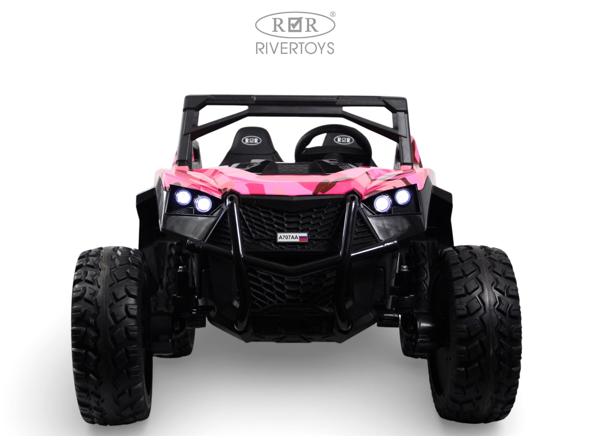 Электромобиль RIVERTOYS A707AA-LUX-NEW-PINK-CAMOUFLAGE С пультом ДУ - фото 2