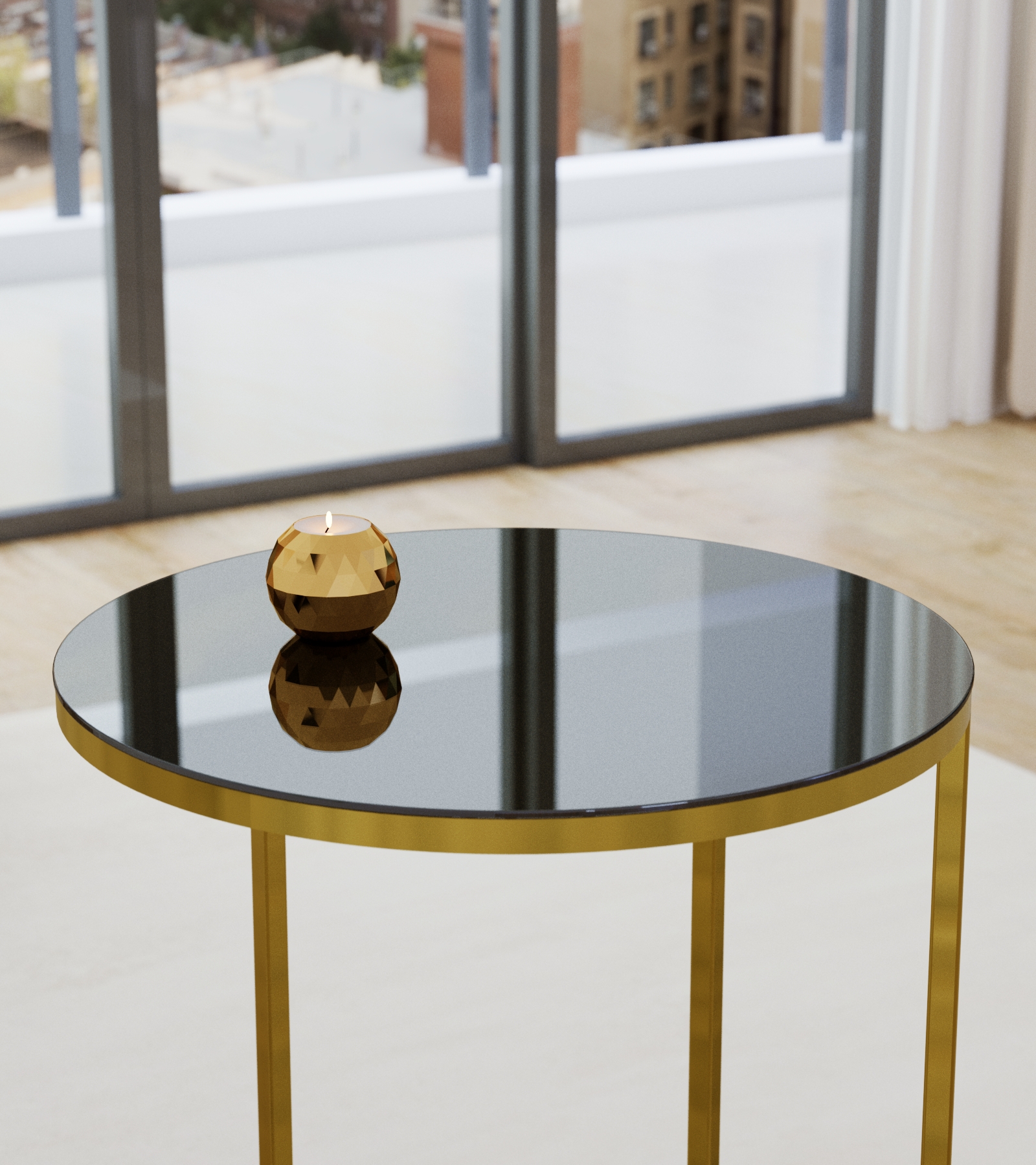 Стол придиванный КАЛИФОРНИЯ МЕБЕЛЬ Остин Glass Черная лакобель Золото - фото 12