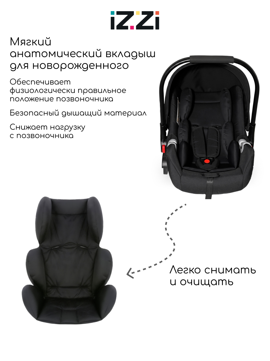 Автокресло iZZi автолюлька 0 (0 -13 кг) черный - фото 7