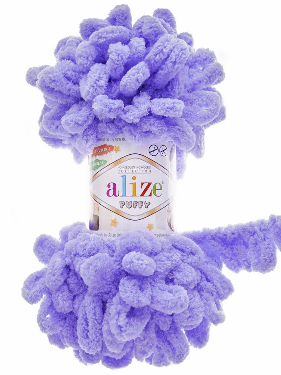 Пряжа для вязания Alize puffy 100 г 9 м микрополиэстер фантазийная плюшевая 788 лаванда 5 мотков - фото 4