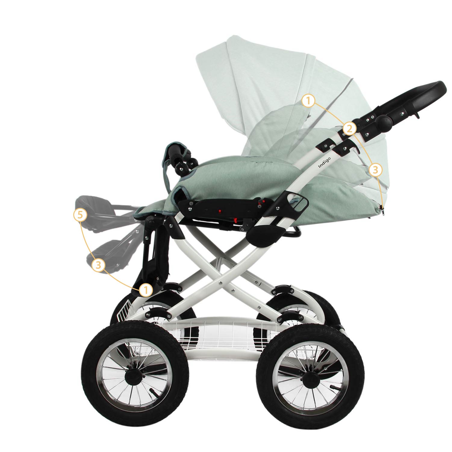 Коляска 2в1 Indigo Barbara Classic 02 шалфей - фото 11