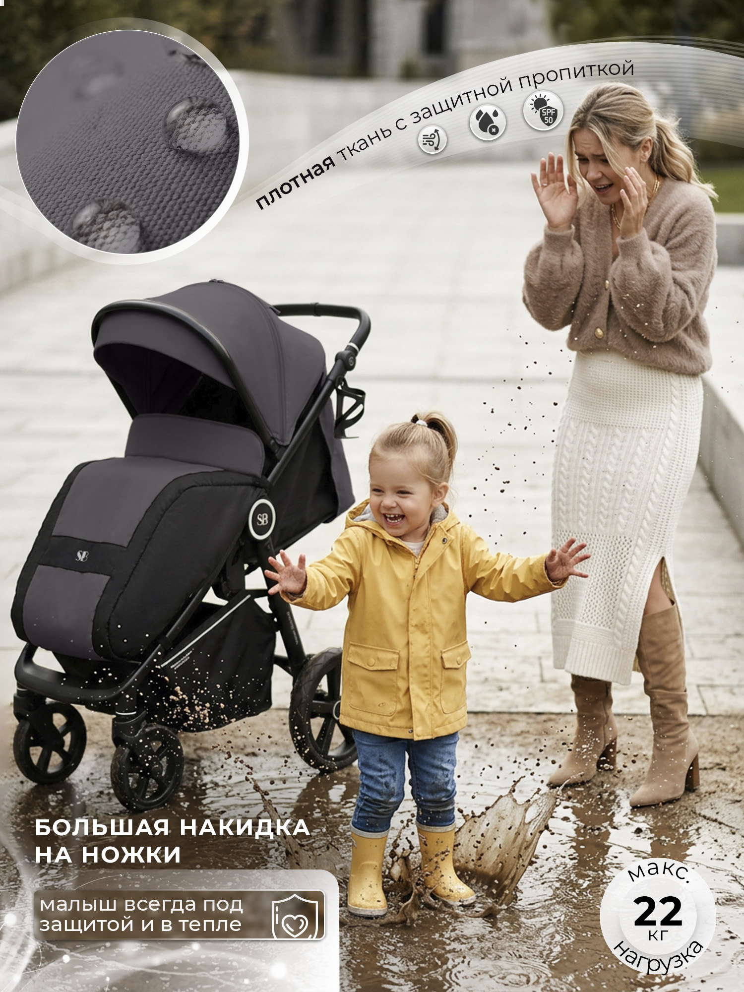 Коляска прогулочная Sweet Baby Contente Plus Basic Grey серый - фото 3