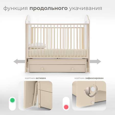 Детская кроватка Nuovita прямоугольная, поперечный маятник (слоновая кость)