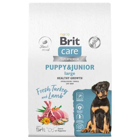 Корм для щенков Brit Care 12кг крупных пород с индейкой и уткой