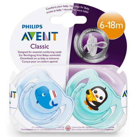 Пустышка Philips Avent ортодонтическая от 6 мес. 2 шт.