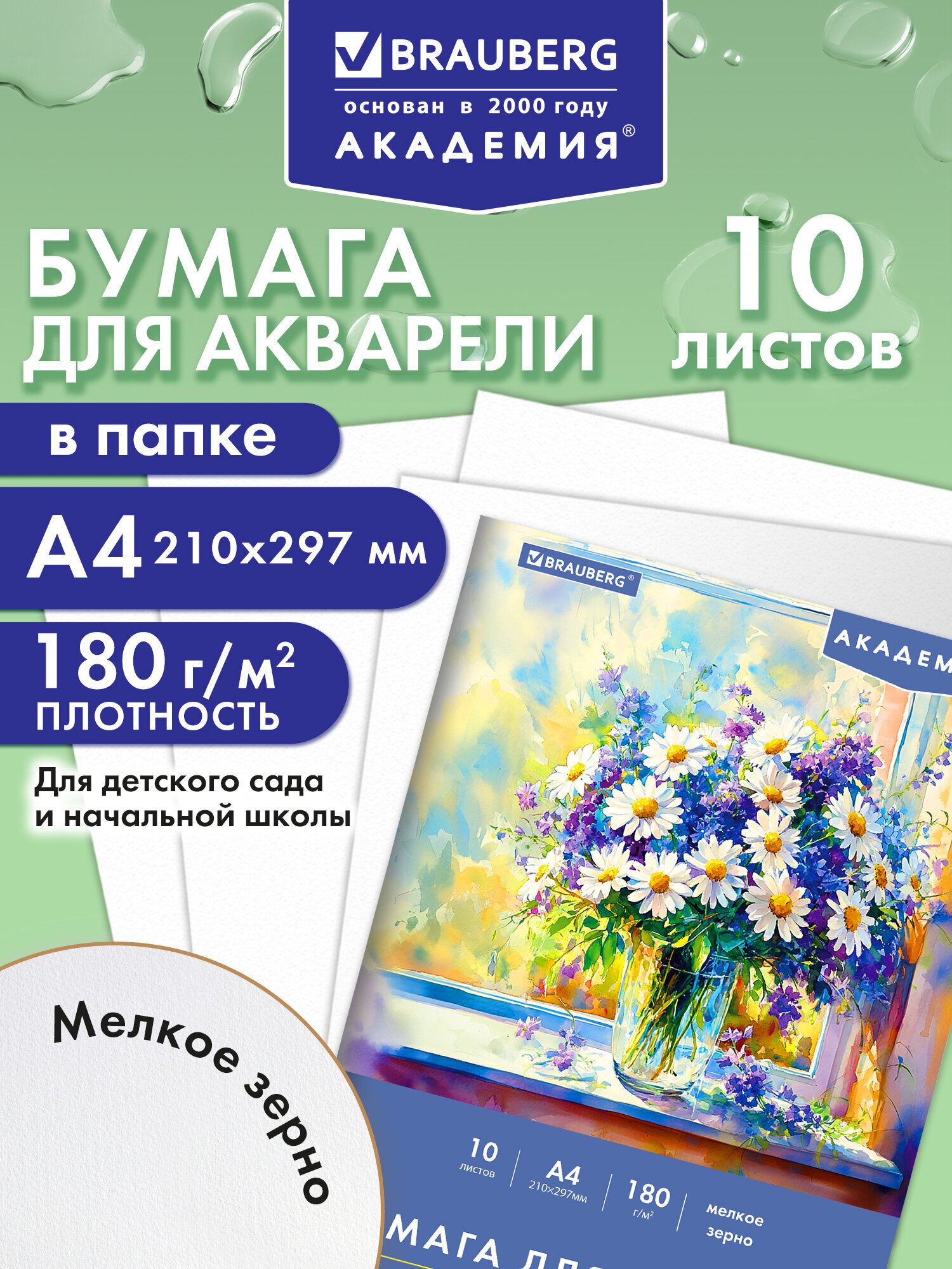 Художественная бумага Brauberg для акварели 10 лист. - фото 1