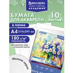 Художественная бумага Brauberg для акварели 10 лист.