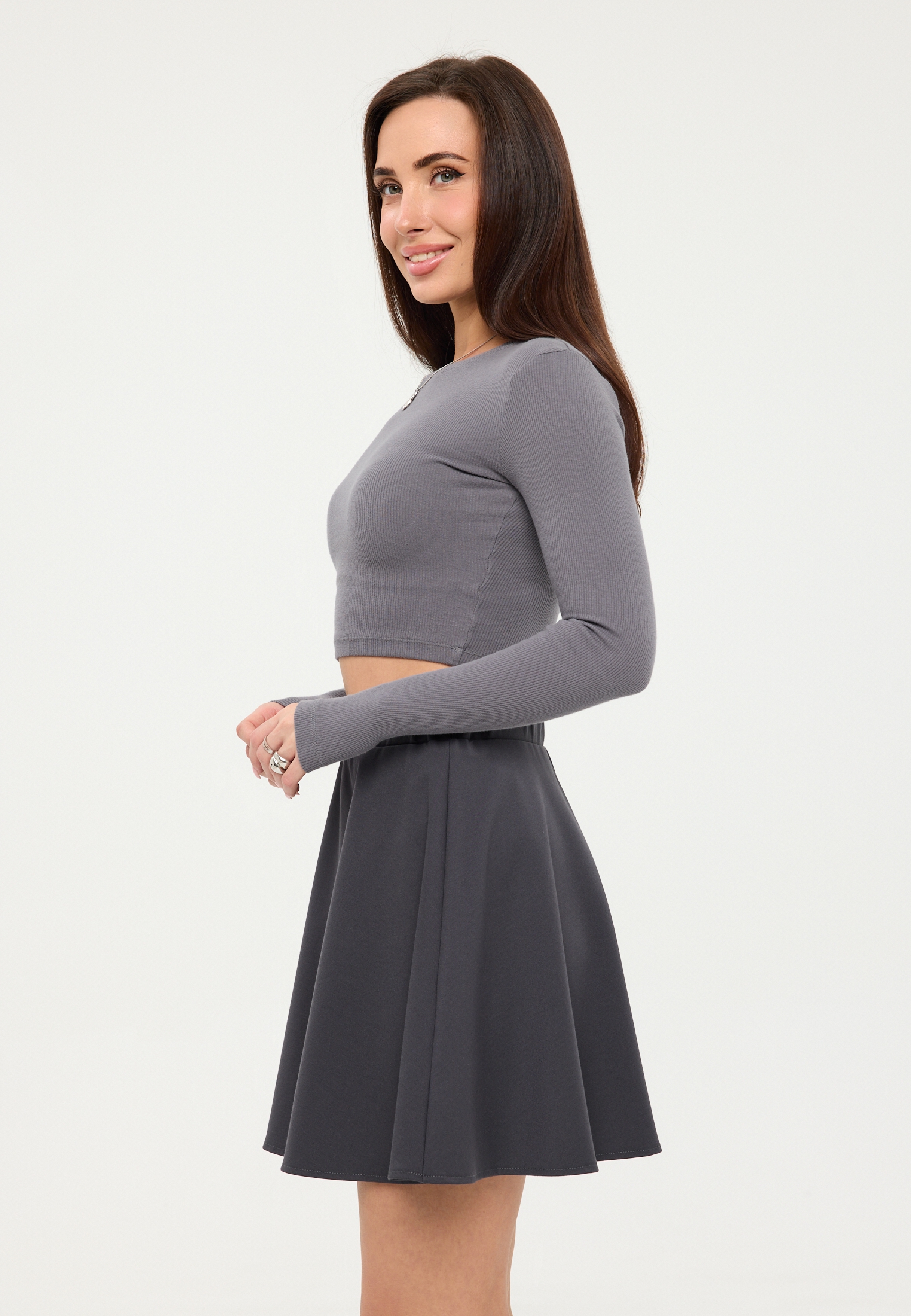 Юбка Stylish AMADEO AWS-5006-серый - фото 2