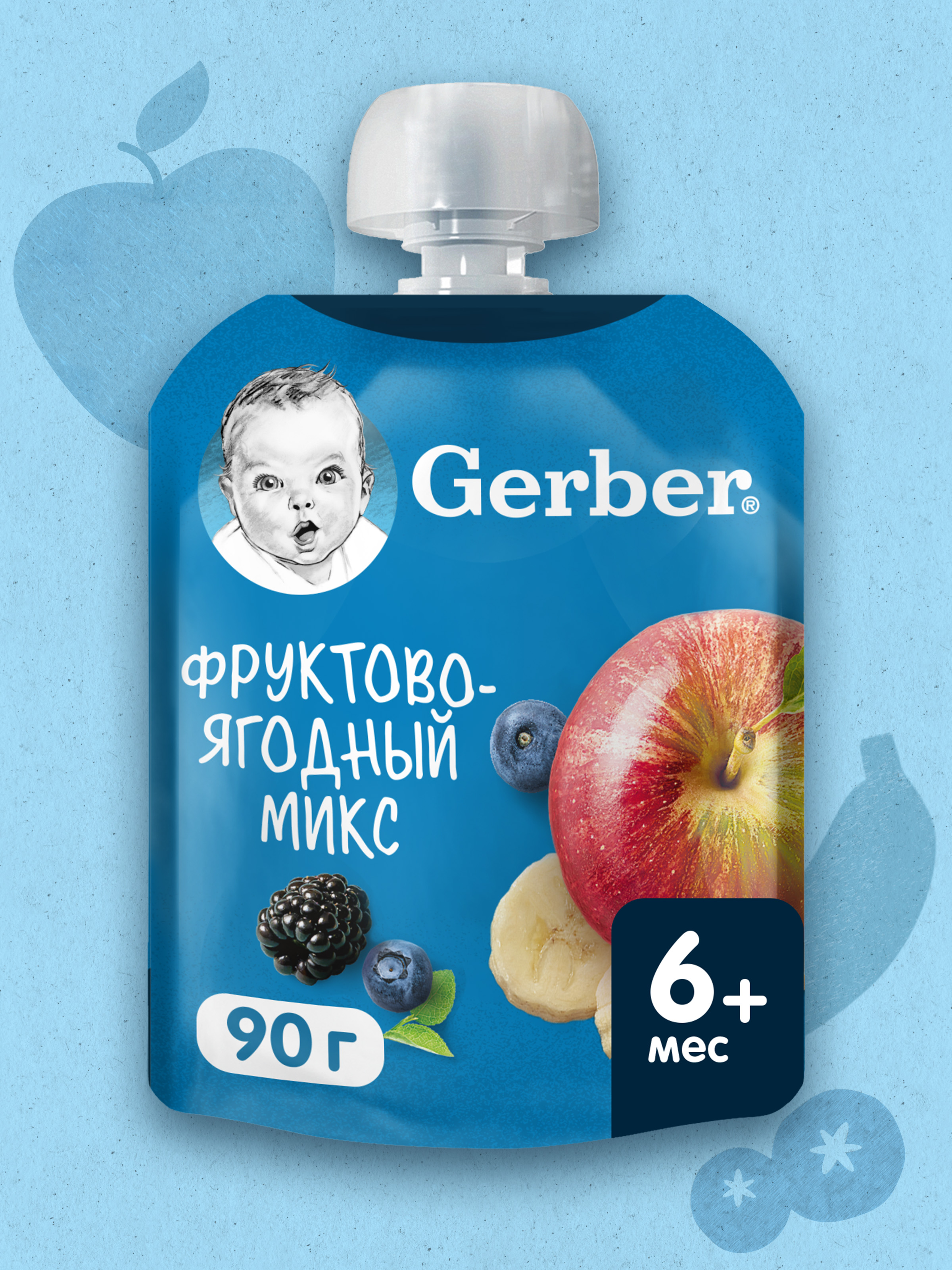 Изображение товара Пюре Gerber Фрукты-ягоды 90 г для детей от 6 месяцев натуральное и безопасное Изображение товара Пюре Gerber Фрукты-ягоды 90 г для детей от 6 месяцев натуральное и безопасное