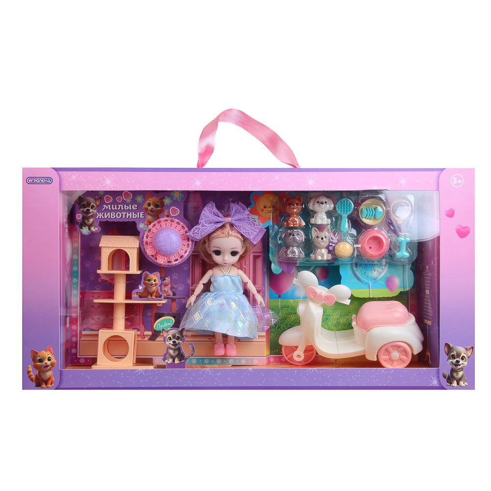 Кукла мини Игроленд с аксессуарами и питомцами высота 15 см 436-157 - фото 1