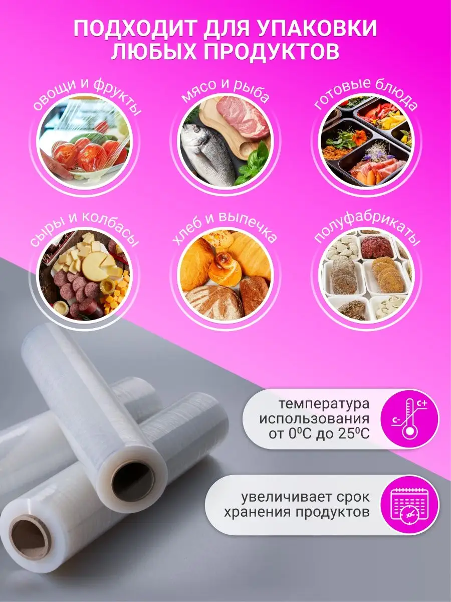 Пленка пищевая в рулоне PRO Cleanly, плотная стрейч пленка для обертывания тела и тату, 300 метров, ширина 30 см, 10 мкм - фото 2