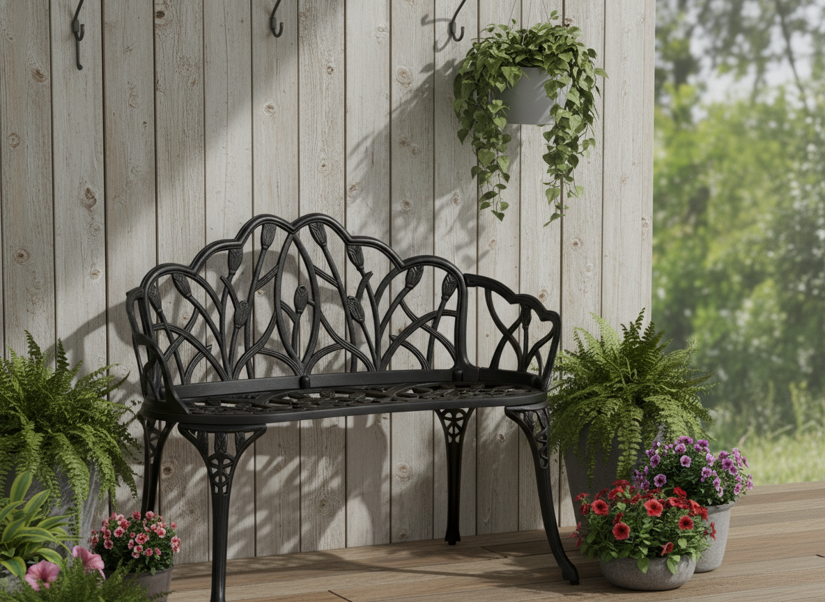 Садовая скамья TETCHAIR Штраус алюминиевый сплав черный - фото 1