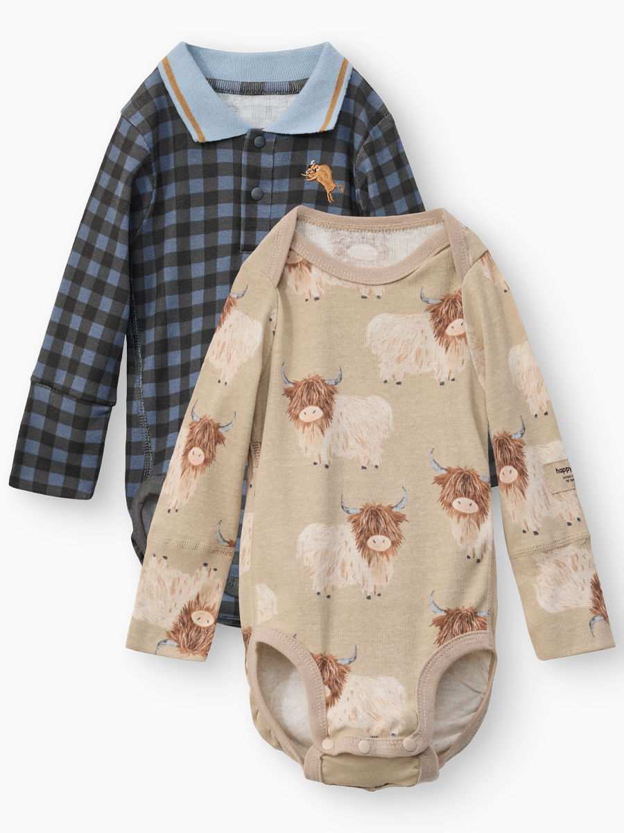 Боди 2 шт Happy Baby 90166-0_beige grey - фото 1
