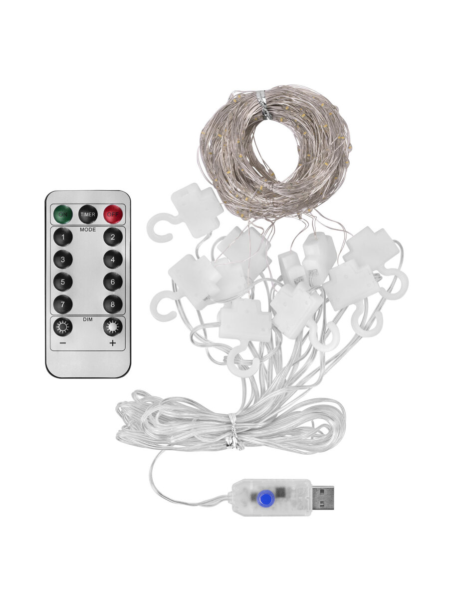 Гирлянда штора новогодняя Золотая сказка интерьерная для дома 3x3 м USB светодиодная - фото 8