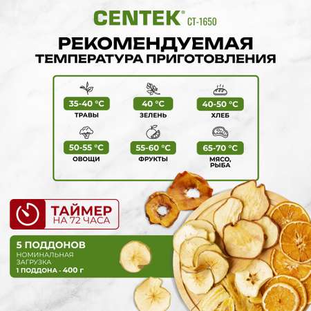 Сушилка для овощей CENTEK CT-1650 270Вт 5 поддонов
