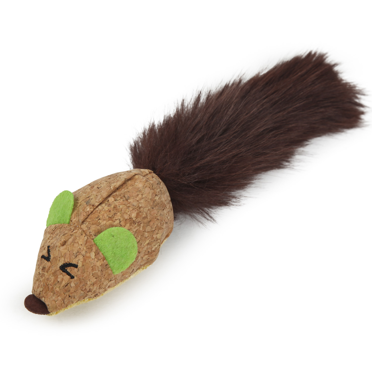 Игрушка для кошек Barbaks Мышь-пушистик с кошачьей мятой меховая с пушистым хвостом 26*3см Коричневая - фото 1