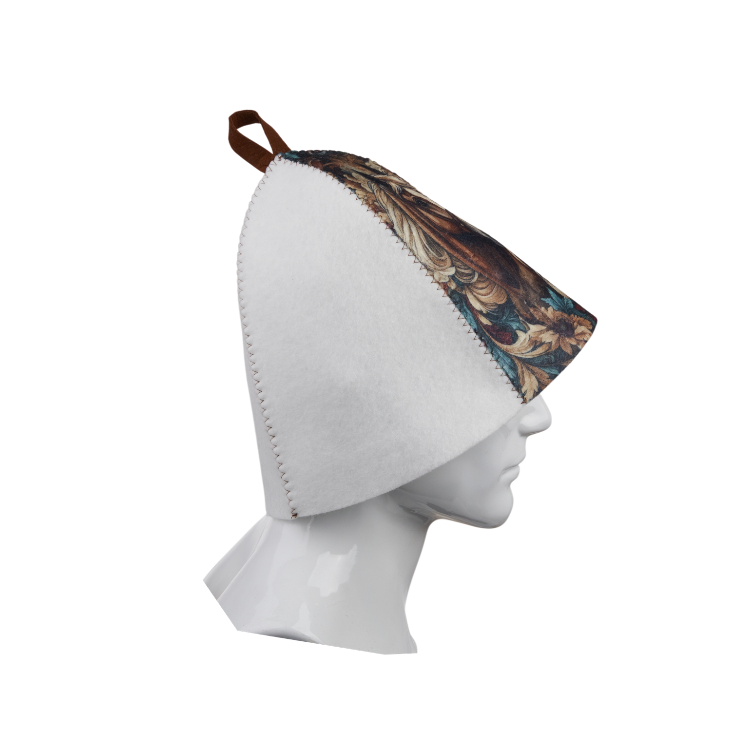 Шапка банная ГлавБаня Конь Вольный ветер с принтом войлок белый синтетический - фото 3