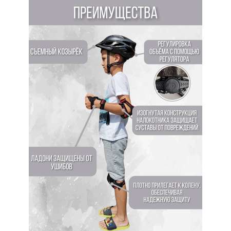 Налокотники, наколенники, шлем, перчатки Safely and Soft с регулировкой