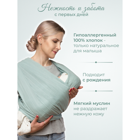 Слинг-шарф inlovery муслиновый цвет пыльная мята