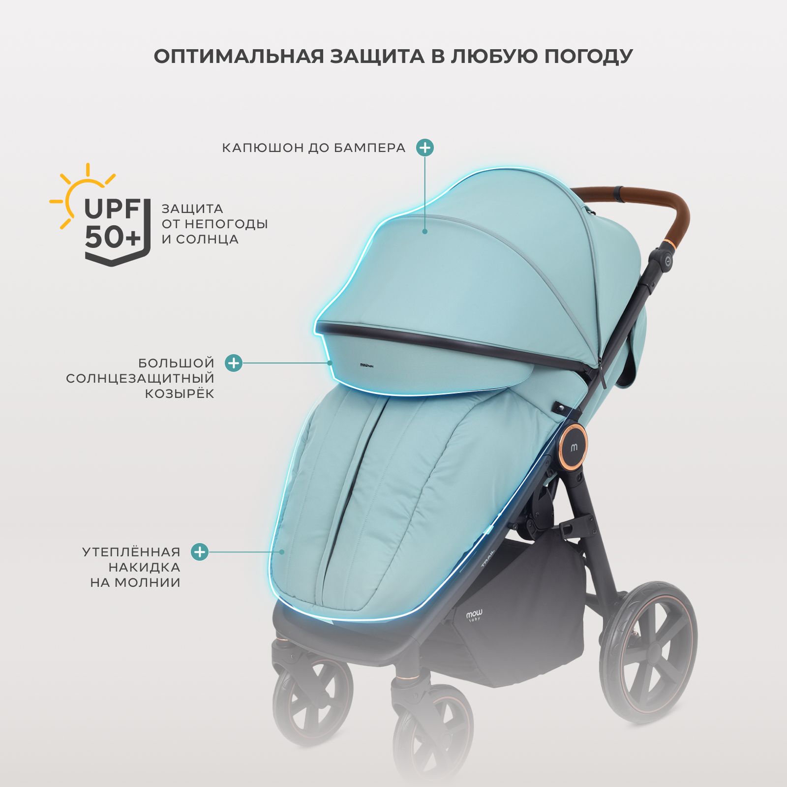 Коляска прогулочная MOWbaby Trail зеленый - фото 3