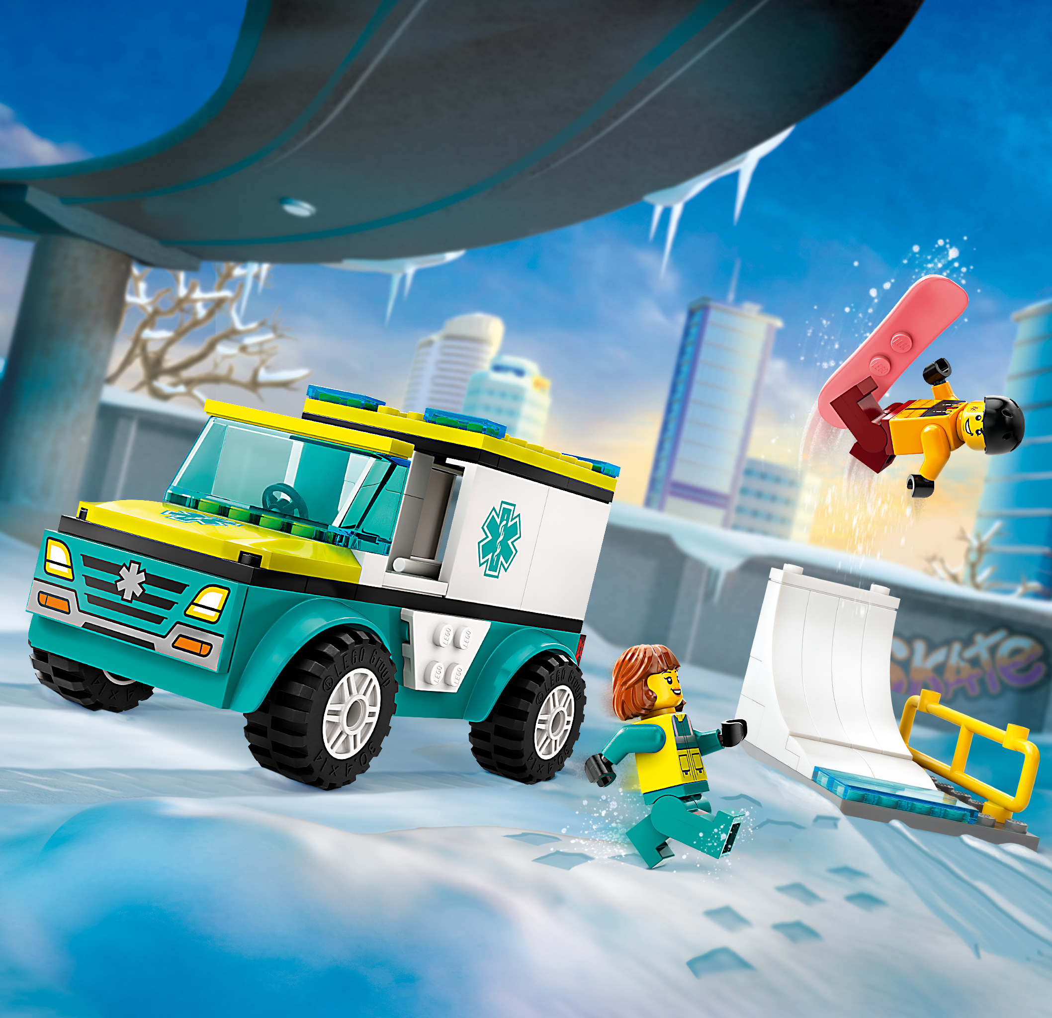 Конструктор LEGO City Скорая помощь и сноубордист 79 дет. - фото 8