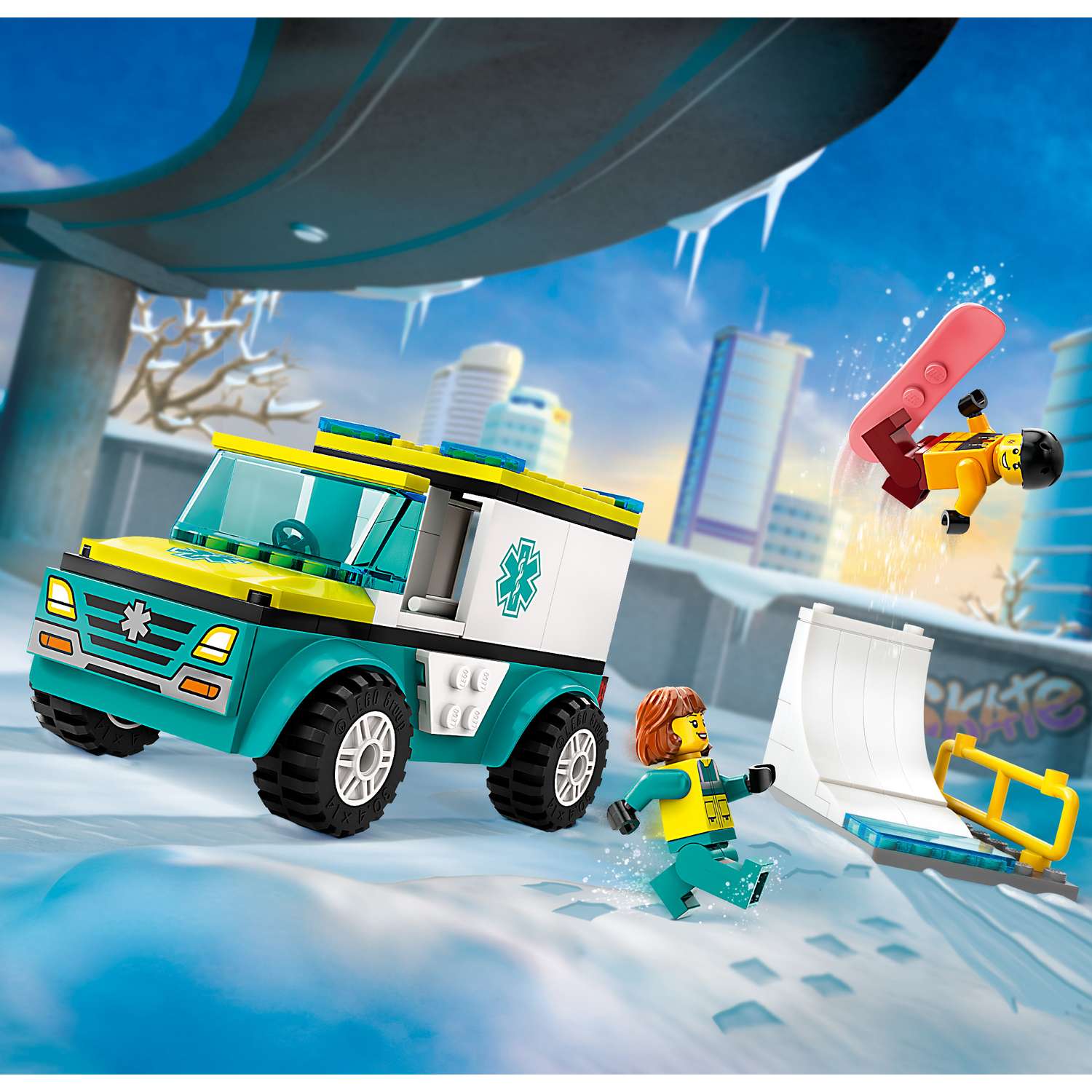 Конструктор LEGO City Скорая помощь и сноубордист 79 дет. - фото 8
