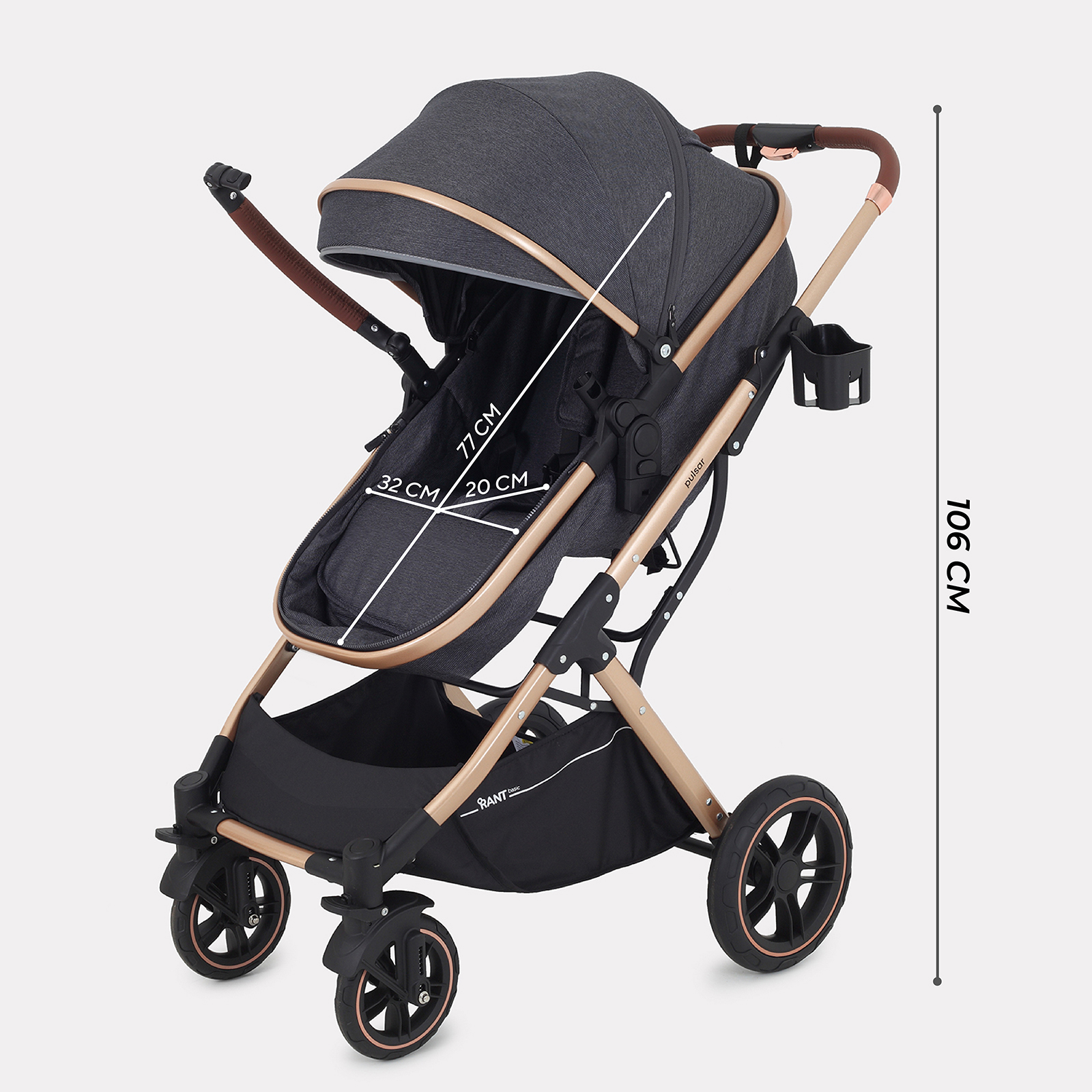 Коляска трансформер Rant Basic PULSAR GOLD (2в1) серый - фото 5