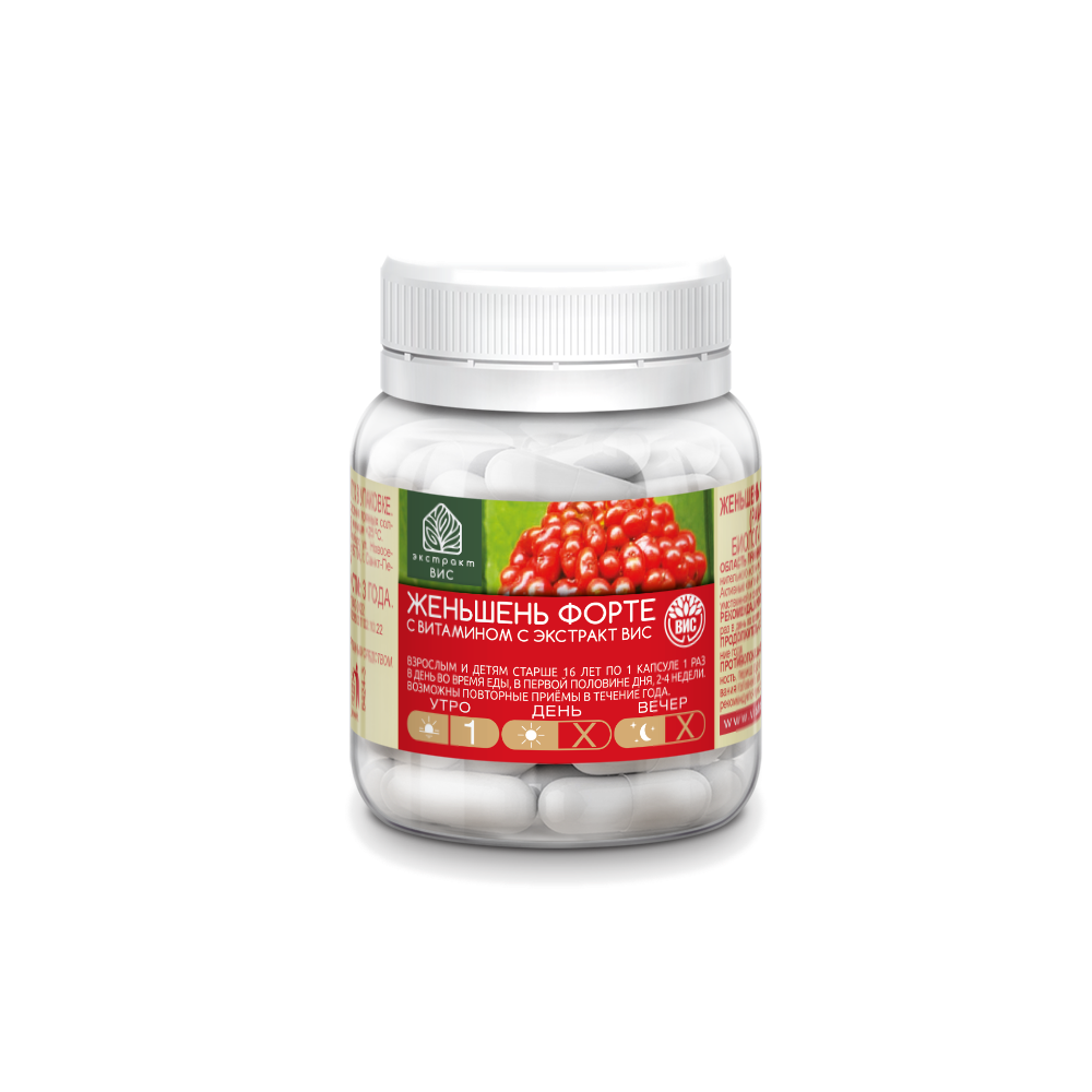БАД Экстракт-ВИС Женьшень Форте с витамином С капсулы массой 0,44 г №30 - фото 4