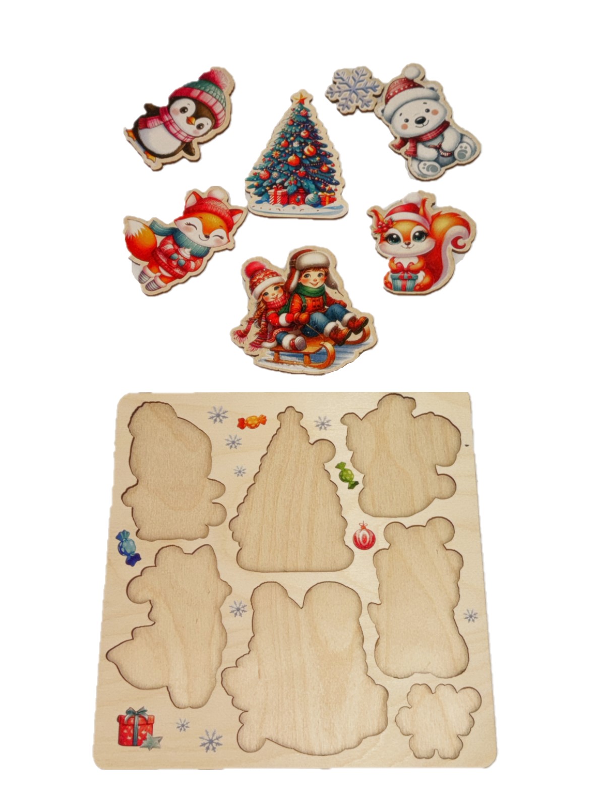 Пазл Задира Дети на санках деревянный - фото 2