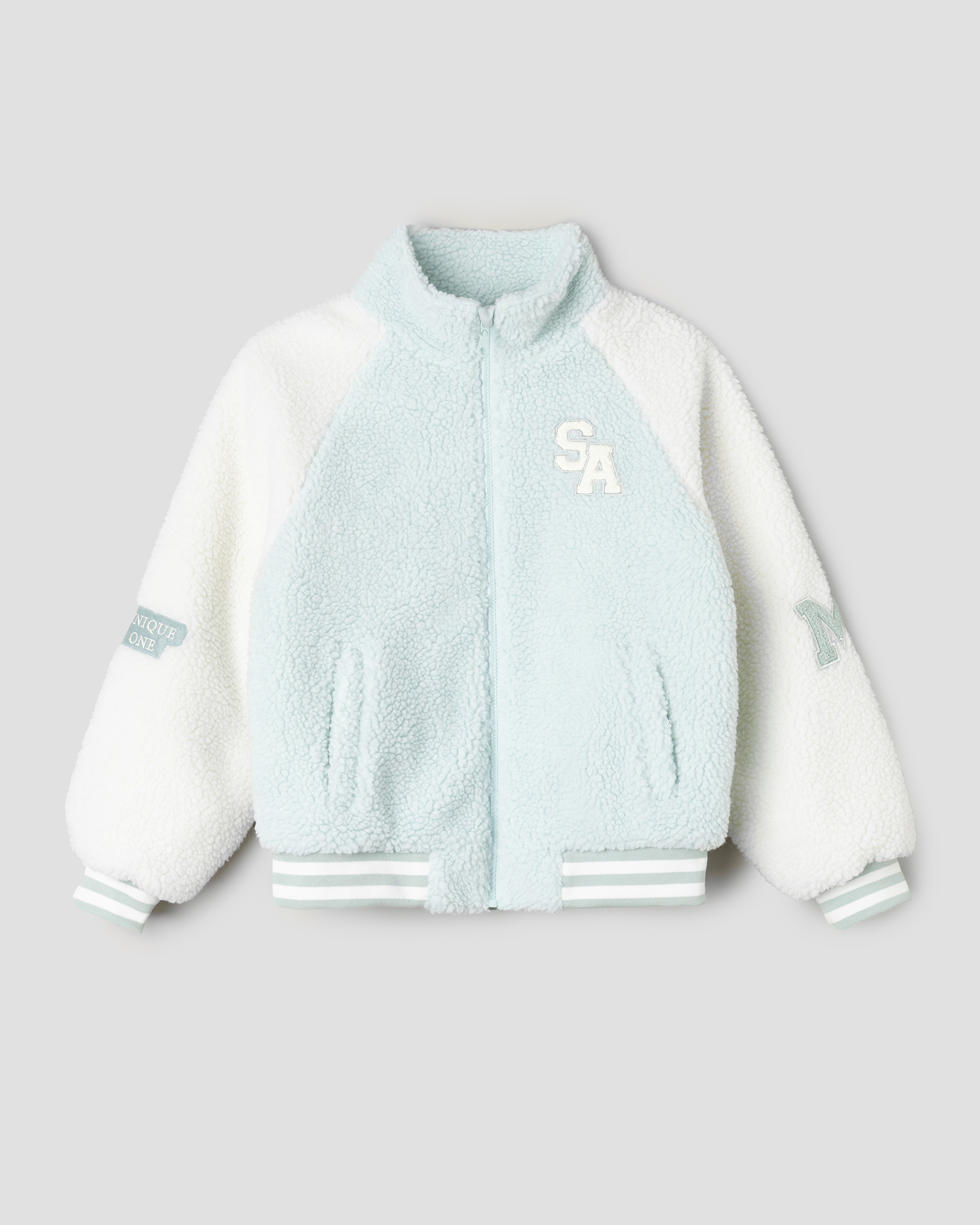 Изображение товара Меховий плюшевий бомбер для девочек Futurino 140 мятный демисезонный