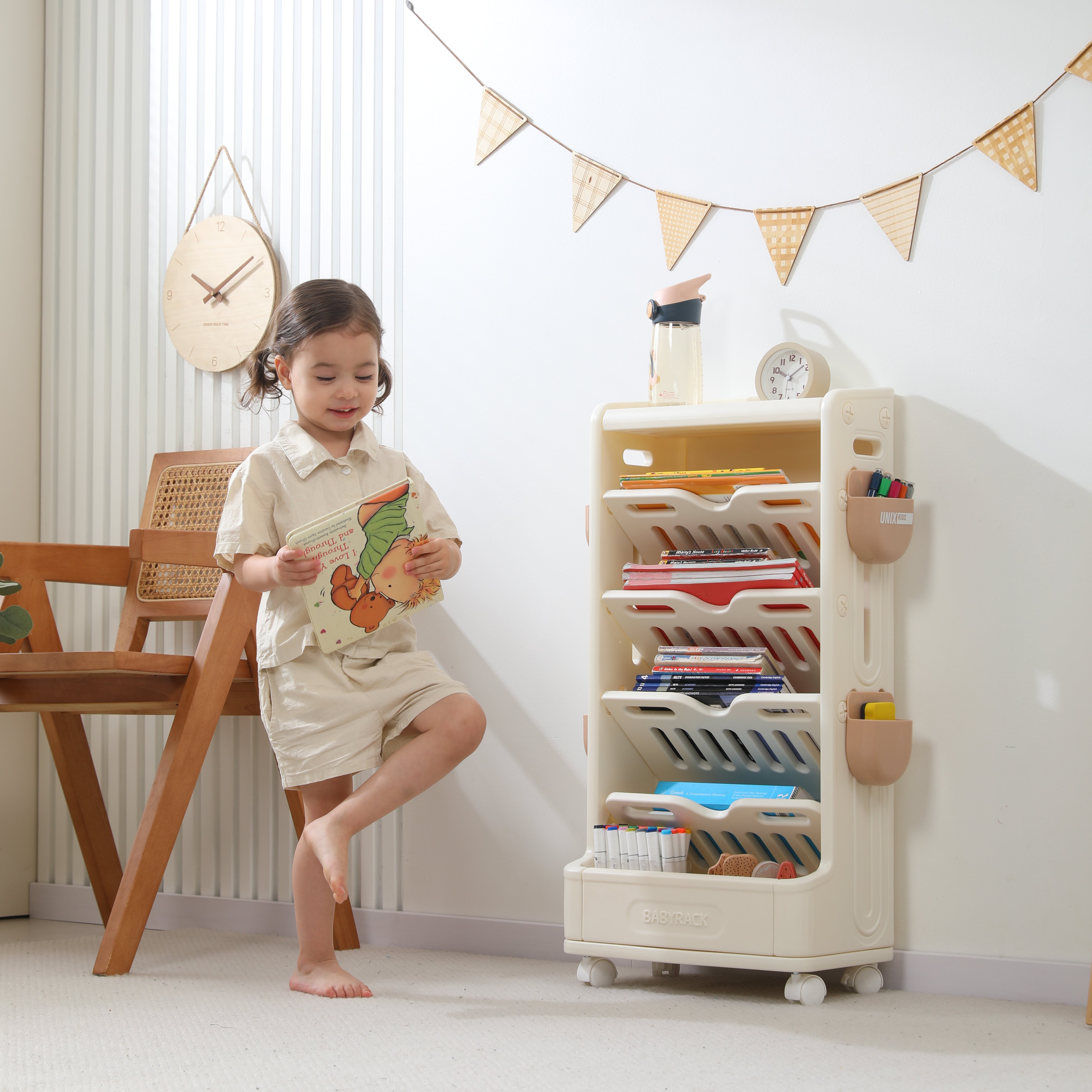 Стеллаж для книг UNIX Kids Babyrack 4 levels Camel - фото 15